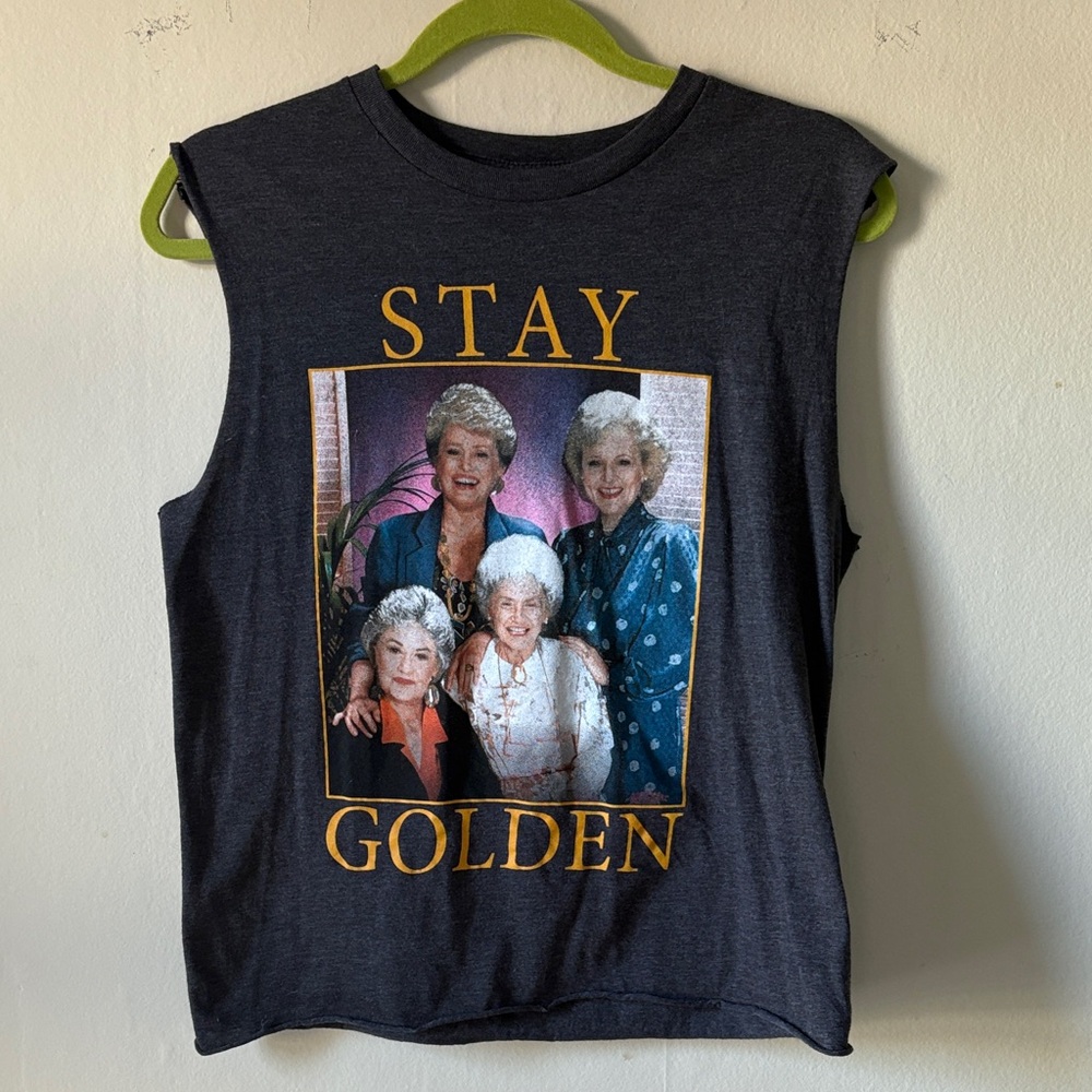 Golden Girls Graphic Sleeveless Top in Charcoal